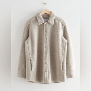 & Other Stories Manteco Wool Sherpa Teddy Shirt Jacket Beige Oversized Size M